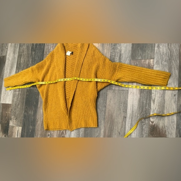 Anthropologie Sleeping on Snow Cardigan Sweater XS Caramel Mustard Yellow - Picture 11 of 12